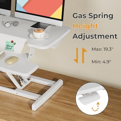 JOY worker Standing Desk Converter, 35" Height Adjustable Desk Riser, White - color: White, size: 35 inches