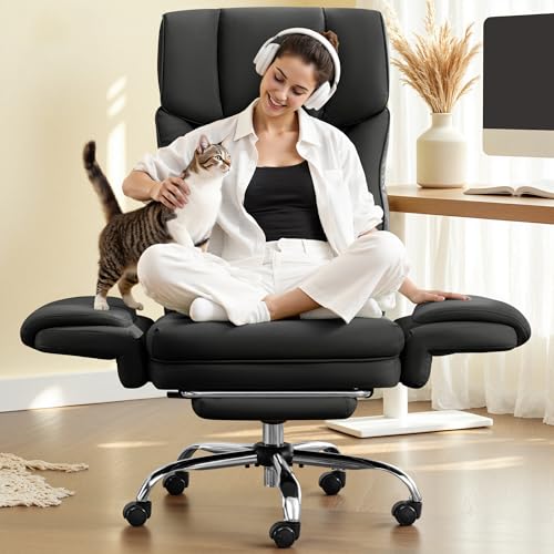FelixKing Office Chair, Flip Armrests for Pets Criss Cross Legged, Black - color: Black
