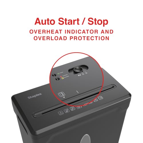Staples 8-Sheet Cross-Cut Paper Shredder, Anti-Jam, Shreds Paper/Credit Cards/Staples, for Office & Home Use with 3.6 Gallon Bin, Black - size: 8 Sheet
