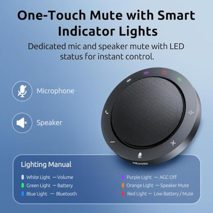 Conference Speakerphone - 2 AI Noise Reduction Mics, 360° Voice Pickup - color: FreeChat 103(2 Mics)
