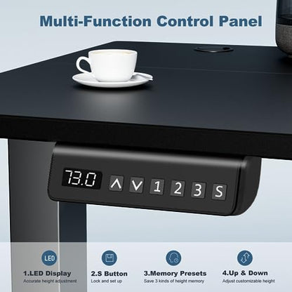 DUMOS 55 Inch Electric Standing Desk, Memory Adjustable Home Office Desk - color: Black, size: 55-Inch