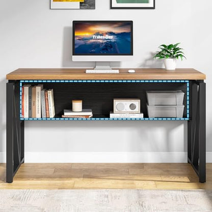 Tribesigns 55" Executive Desk with Reversible File Cabinet, Large L-Shaped Office Desk with Drawers, Business Furniture Workstation for Home Office (Dark Walnut, 55-inch) - color: Dark Walnut
