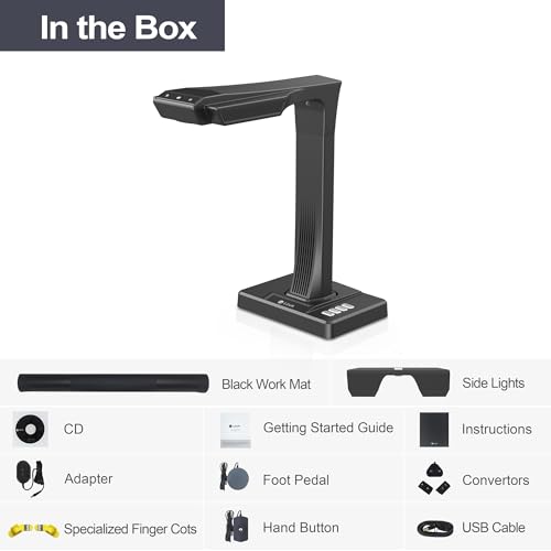 CZUR ET18 Pro Professional Document Scanner, 18MP HD Document Camera | 2nd Gen Auto-Flatten&Deskew Tech, Capture A3, 186 Languages OCR, Convert to PDF/Searchable PDF/Word/Excel, for Windows&macOS - size: ET18 Pro