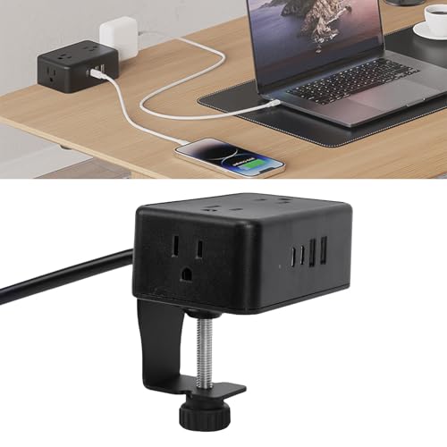 Desk Clamp Power Strip, 8 in 1 Desktop Charging Station with 4 AC Outlets 4 USB Ports 20W PD Fast Charge, Widely Spaced Outlets, 6.56ft Cord, with Overload Protection (US Plug)