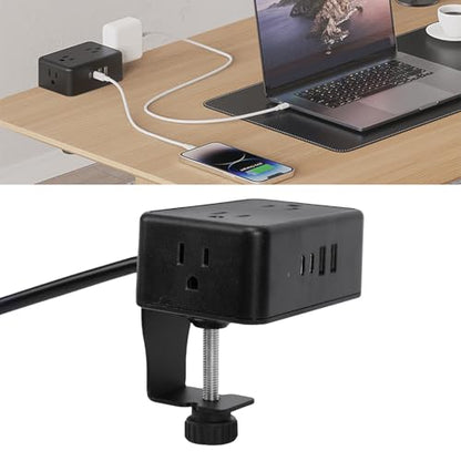 Desk Clamp Power Strip, 8 in 1 Desktop Charging Station with 4 AC Outlets 4 USB Ports 20W PD Fast Charge, Widely Spaced Outlets, 6.56ft Cord, with Overload Protection (US Plug)