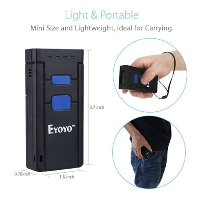 Eyoyo 3-in-1 Portable Mini 1D Inventory Bluetooth Barcode Scanner Wireless