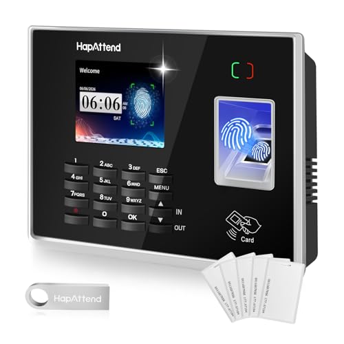 Time Clocks for Employees Small Business Automatic Calculate Hours, 0 Monthly Fees Fingerprint Time Clock, H2 Standalone Biometric Clock in Machine for Employees with 5 RFID Cards (No WiFi)