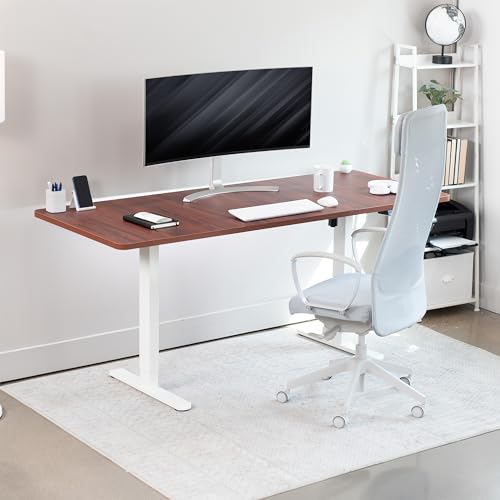 VIVO Dark Walnut 71 x 30 in Standing Desk, DESK-KIT-0W7D - color: Dark Walnut Top / White Frame, size: 71 x 30 inch