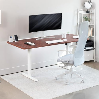 VIVO Dark Walnut 71 x 30 in Standing Desk, DESK-KIT-0W7D - color: Dark Walnut Top / White Frame, size: 71 x 30 inch