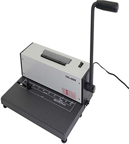 Tamerica TPC-4600 Coil Punch & Bind Machine, 4:1 Pitch, 15 Sheets of 20lb Paper up to A4 Size max. Punching Capacity, 45 mm max. Binding Capacity, 46 Hole Punch with Extension pin for Longer Sheets
