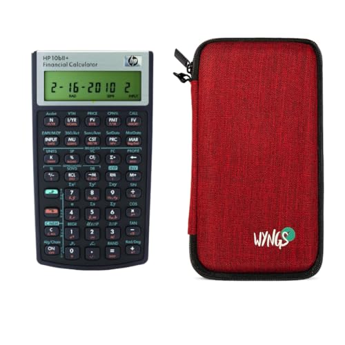 HP 10B II Plus/HP 10BII+ Financial Scientific Calculator + WYNGS Protective Case Red - color: red