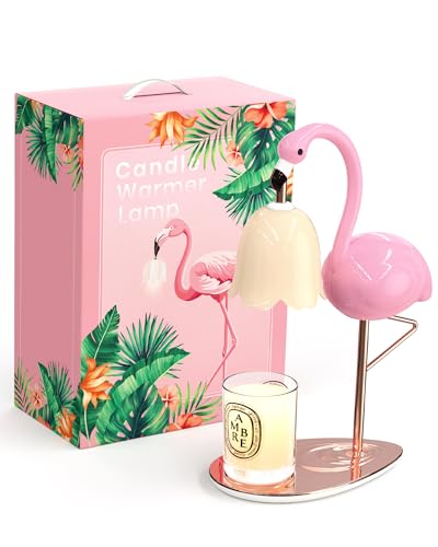 CODOGOY Fragrance Candle Warmer Flamingo Lamp with Timer, Dimmable, Halogen, Polished, Pink, for Home Decor 6.69 x11 x15.35 in