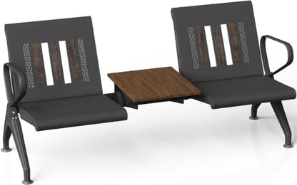 wonline Waiting Room Chairs 2 Seat w/Table, Waiting Room Chairs with Arm, Office Furniture Lobby Conference Reception Bench Office Guest Seating for Clinic Airport Hospital Barber Salon Bank - size: 2 Seat with Table