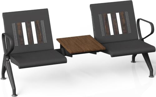 wonline Waiting Room Chairs 2 Seat w/Table, Waiting Room Chairs with Arm, Office Furniture Lobby Conference Reception Bench Office Guest Seating for Clinic Airport Hospital Barber Salon Bank - size: 2 Seat with Table
