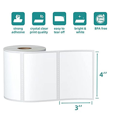 12 Rolls 6000 Pcs 4"x3" 3-Proof Direct Thermal Shipping Labels 1" Core Compatible with Zebra LP2844 ZP450 ZP505 ZD420 GX430T GK420T ZT410 ZD421 and Rollo MUNBYN, 103mmx76mm Thermal Sticker - color: 4"x3"-6000 Labels