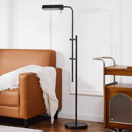 VONLUCE Industrial Floor Lamp, Adjustable LED Floor Lamp for Living Room | 62.5" Industrial Standing Lamp with Swing Arm and 3 Color Temperatures for Living Room, Bedroom, Reading, Rustic Black - color: Rustic