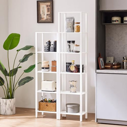 YUFAM 6 Tier Tall Skinny Bookshelf, Narrow Bookcase, Wooden Shelf, White - color: White, size: 6-Tier
