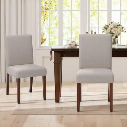 MALOL Upholstered Dining Chairs Set of 2, Modern Fabric Dining Room Chair, Wooden Dining Chair, Kitchen Side Chairs, Farmhouse Dinner Chair with High Back for Kitchen, Brown - color: Brown, size: Set of 2