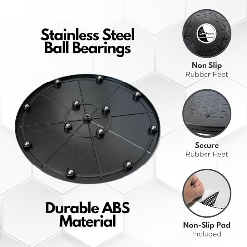 LapWorks 10 inch Heavy-Duty Swivel Base - 0.8" Profile, Supports 100lbs - 360˚ Rotating Turntable and Lazy Susan Stand for Monitors, Computers, Plants, More - size: 10-Inch