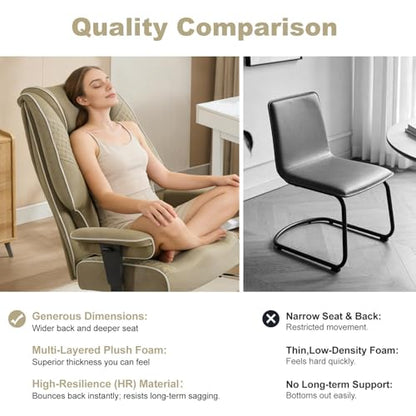 EXCEBET Big and Tall Executive Office Chair 400lbs Wide Seat, Mesh Green | Wide seat for extra comfort, Retractable footrest, 135° reclining, Lumbar support, Breathable mesh,Ergonomic high back design - color: Mesh Green