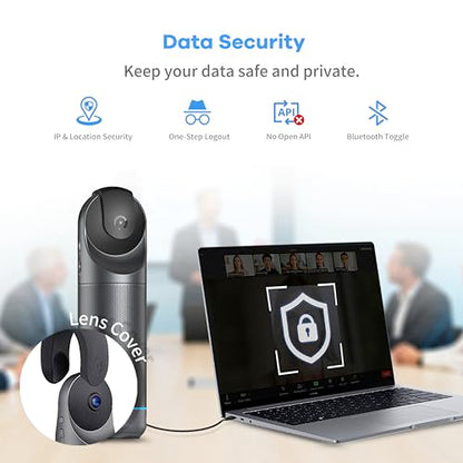 KanDao Meeting Pro 360-degree Video Conference Camera with Microphones and Speakers, AI Tracking, Smart Zooming, Automatic Focus, 4-in-one Standalone Meeting Room Camera System, Wi-fi/HDMI/USB - color: Grey-Black
