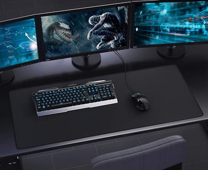 Gaming Mouse Pad, (35.4X15.7In) Large Desk Mouse Pad with Stitched Edges - color: Black, size: 35.4L x 15.7W inches