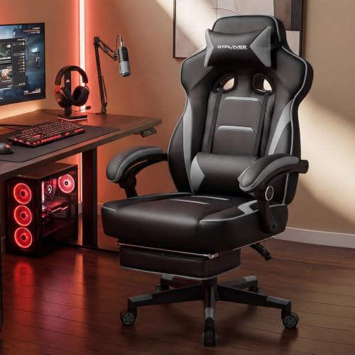 GTPLAYER Gaming Chair for Adults, Big and Tall 350LBS Heavy Duty Office Chair, Ergonomic High Back Lumbar Support and Recliner for Back Pain Relief, Sky Gray - color: Sky-gray