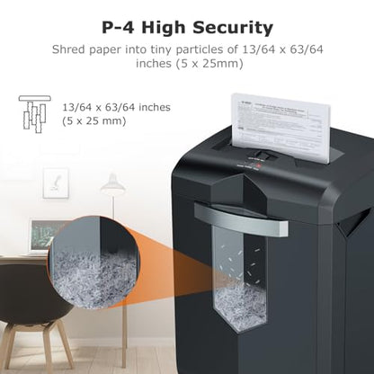 Bonsaii 18-Sheet Cross-Cut 60-Min Run Heavy Duty Paper Shredder | Anti-Jam, P-4 Security Level, 62dB Ultra-quiet, 6-Gal Bin with Casters, Shreds Credit Cards & Staples C149-C - size: 1 8 Sheet Cross Cut