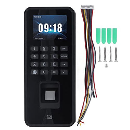 Fingerprint Time Clock, Fingerprint ID Card Password Time Attendance Machine, Office Time Card Machine Automatic Punch, 2.4in Screen Voice Prompt