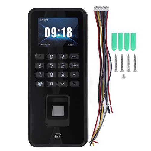 Fingerprint Time Clock, Fingerprint ID Card Password Time Attendance Machine, Office Time Card Machine Automatic Punch, 2.4in Screen Voice Prompt