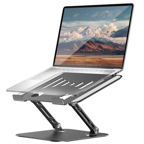 Adjustable Laptop Stand, Aluminum Laptop Riser | Portable Notebook Stand, Foldable Computer Holder for MacBook Air Pro, Dell XPS, HP and All 10–17 Inch Laptops, Black - color: Black
