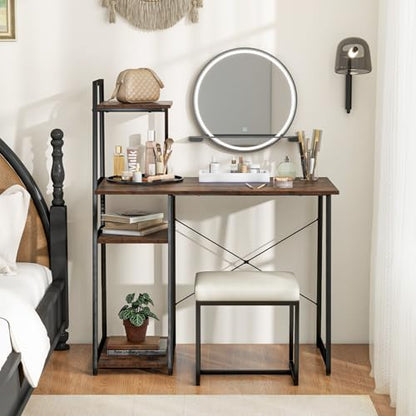 MAT EXPERT Computer Desk with Ladder Shaped Shelves, Compact Home Office Desk w/Monitor Stand & Adjustable Foot Pads, Modern Writing Study Desk PC Laptop Workstation for Home Office (Rustic Brown) - color: Rustic Brown