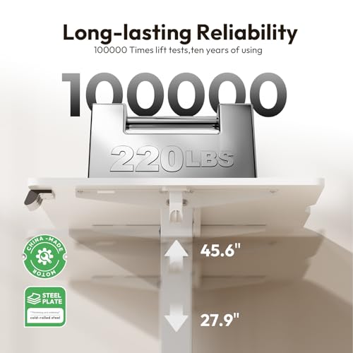 63 x 28 Inch Electric Standing Desk, 3 Memory Presets, White - color: White, size: 63*28