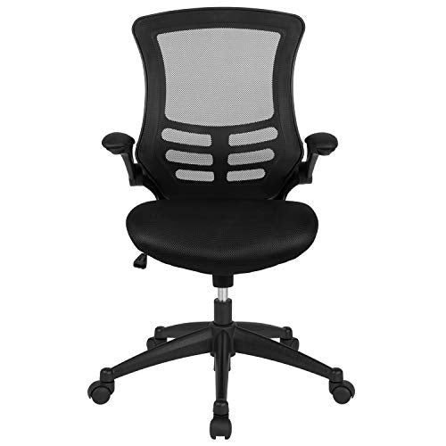 Flash Furniture Set of 4 Mid-Back Swivel Ergonomic Task Office Chairs with Flip-Up Arms, Black Mesh | Flip-up Arms, Mid-Back, Mesh Back - color: Black Mesh, size: Set of 4