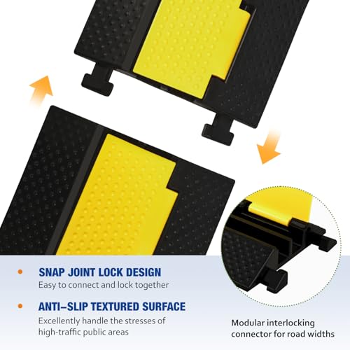 CXRCY 2 Channel Cable Protectors Ramp, 5Pack Cable Ramps, 22000lbs Capacity Heavy Duty Rubber Driveway Traffic Speed Bumps Hose Cord Cable Protector Ramp for Wire/Hose/Pipe Hider - size: 5 Pack 2 Channel