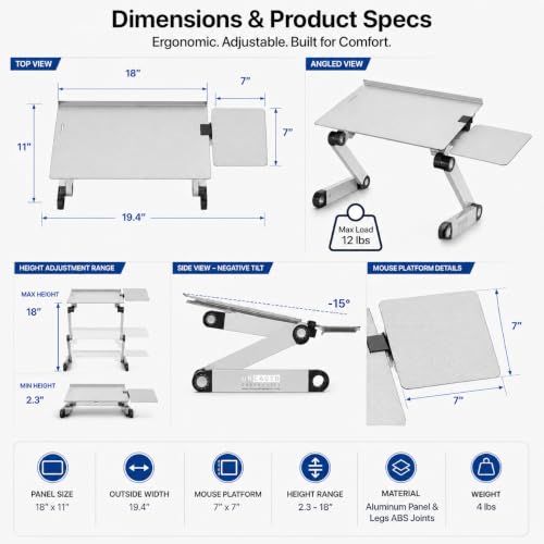 Uncaged Ergonomics Adjustable Keyboard Tray, Silver, Keyboard Tray, Ergonomic, Wrist Support, Portable, Universal, Aluminum - color: Silver