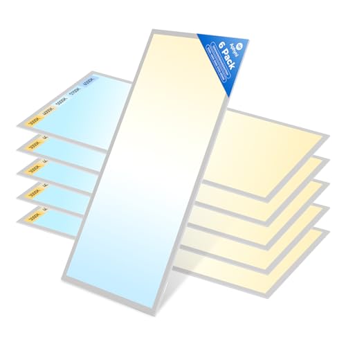 2x4 LED Flat Panel Light 6PACK, 7700 Lumens, 0-10V Dimmable, 30-70W | 3000K-4000K-5000K-5700K-6500K Adjustable, 120-277V Recessed Drop Ceiling Light for Office, School, Commercial Use