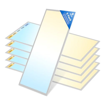 2x4 LED Flat Panel Light 6PACK, 7700 Lumens, 0-10V Dimmable, 30-70W | 3000K-4000K-5000K-5700K-6500K Adjustable, 120-277V Recessed Drop Ceiling Light for Office, School, Commercial Use
