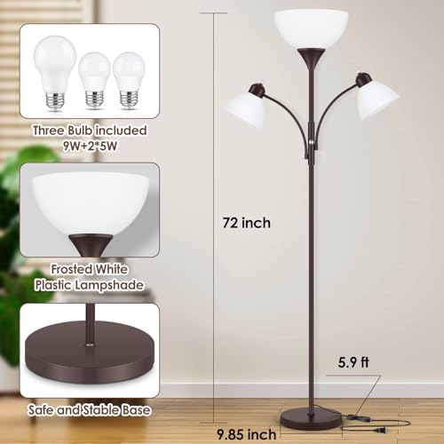 Coucrek Torchiere Floor Lamps for Living Room, 72" Dimmable Reading Lamp - color: Brown