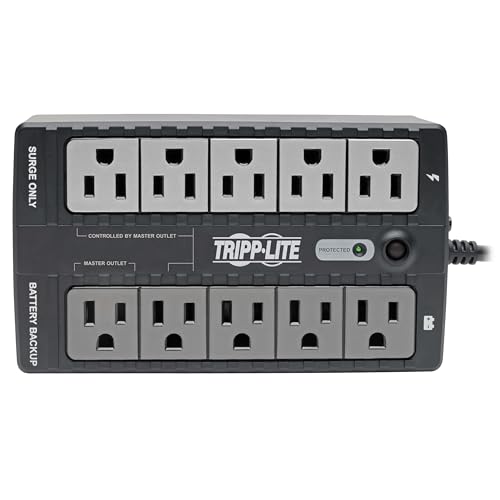 Tripp Lite 550VA UPS Battery Backup Surge Protector Efficient Energy-Star Certified, AVR, 8-Outlet Uninterruptible Power Supply, Dataline Protection, 3-Year Warranty & $100,000 Insurance (ECO550UPS) - style: 550VA