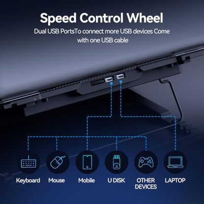 Laptop Cooling Pad with 6 Cooling Fans, Cooling Pad for Laptop Fan 13-15.6 Inch, Laptop Cooler Stand with 6 Height Adjustable, Notebook Cooler Pad with Two USB Port - size: 6 Fans