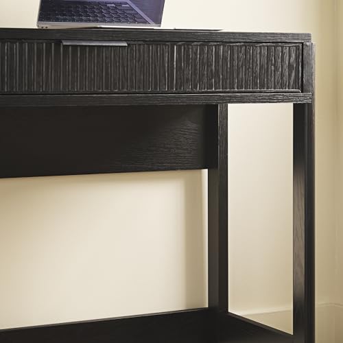 Walker Edison Transitional Office Design, Reeded Drawer Front Detail, Writing Desk with Drawer, Spacious Desktop, Complementary in Living Spaces, 38 Inch, Black - color: Black