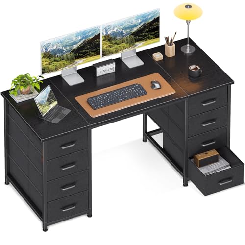 ODK 48 Inch Computer Desk with 8 Fabric Drawers, Modern Office Desk with Large Storage for Home Office, Study, Gaming, Black - color: Black, size: 48 Inch