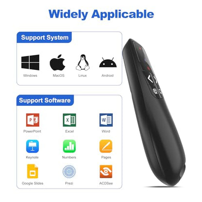 (4 Units) Presentation Clicker & Case, Wireless Presenter Remote | 2‑in‑1 USB/Type C Receiver, Google Slide Advancer & Red Laser, Computer PowerPoint PPT Clicker for Mac/Windows Laptop - style: 4 Units with Case