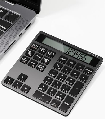 JOYEKY Wireless Number Pad Bluetooth Numeric Keypad for Laptop | Number Pad for Laptop,USB-C Rechargeable,34-Keys Bluetooth Numeric Keypad - size: L329