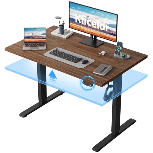 Klicelor 40 Inch Electric Standing Desk, Height Adjustable Office Desk, Sit Stand Up Computer Desk with Memory Preset, Two-Piece Desktop, Dark Walnut - color: Dark Walnut, size: 40 x 24 Inch