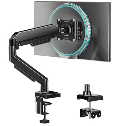 Single Monitor Arm, Monitor Mount for 17-32 inch Screens Gas Spring Adjustable Monitor Stand, Vesa Mount with Clamp and Grommet Aluminum Base - Fits 4.4 to 22lbs LCD Computer Monitors AX09DB01-1 - size: Single monitor arm