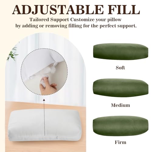 Recliner Headrest Pillow, Adjustable Comfort Neck & Head Support Pillow | Soft Velvet, Weighted Non-Slip Flap, Adjustable Filling, Washable Cover, for Recliners, Sofas, Office Chairs - color: Moss Green