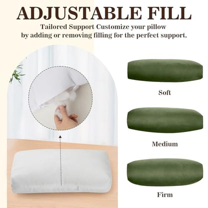 Recliner Headrest Pillow, Adjustable Comfort Neck & Head Support Pillow | Soft Velvet, Weighted Non-Slip Flap, Adjustable Filling, Washable Cover, for Recliners, Sofas, Office Chairs - color: Moss Green