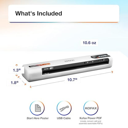 Epson RapidReceipt RR-70W Compact Mobile Document Scanner Receipt